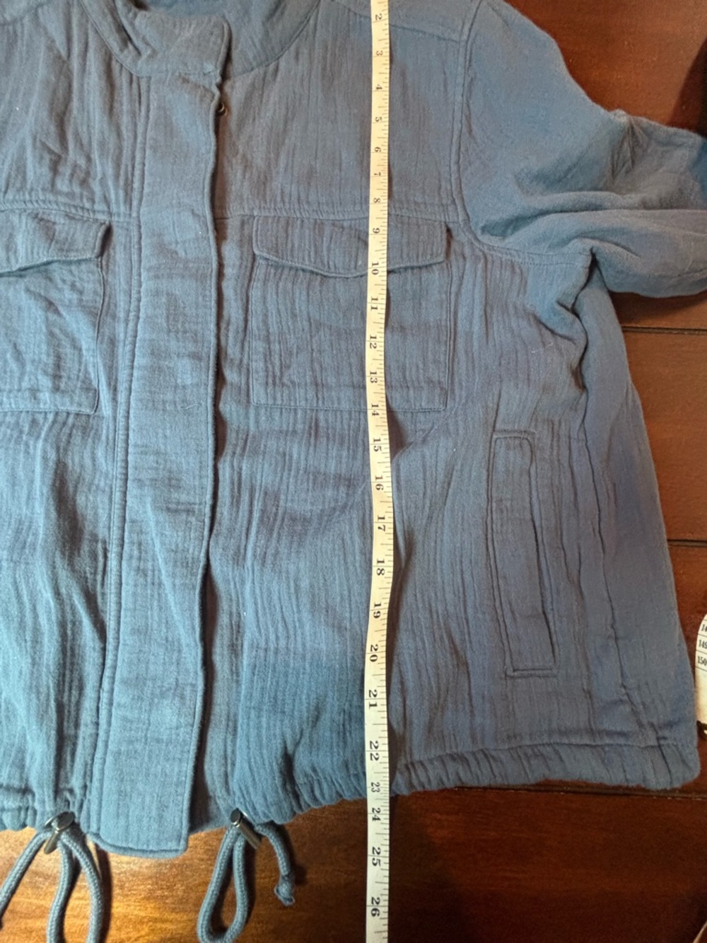 Caslon Blue Cotton Utility Jacket Top Drawstring Hem Size Medium - Picture 7 of 10